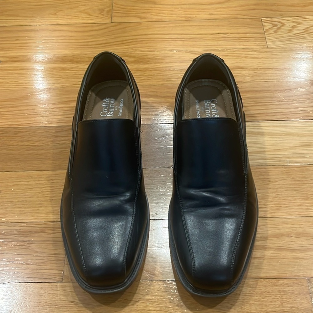 Croft& Barrow men’s ortholite eco black slip on dress shoes size 10.5 wide .
